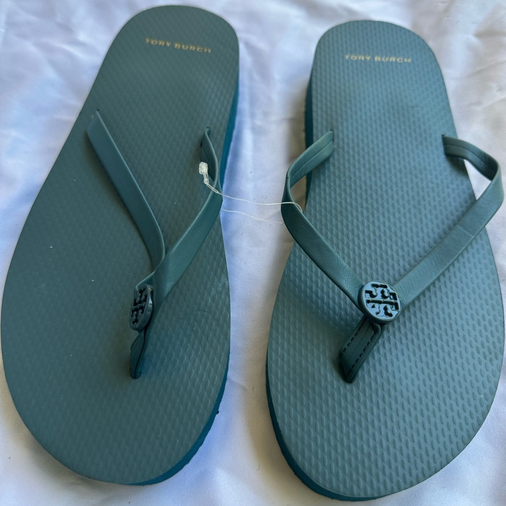 Tory Burch Teal Flip Flops